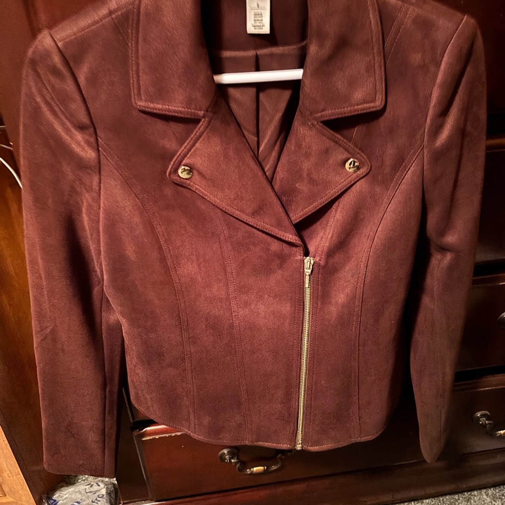 White House Black Market Brown Leather Moto Jacket